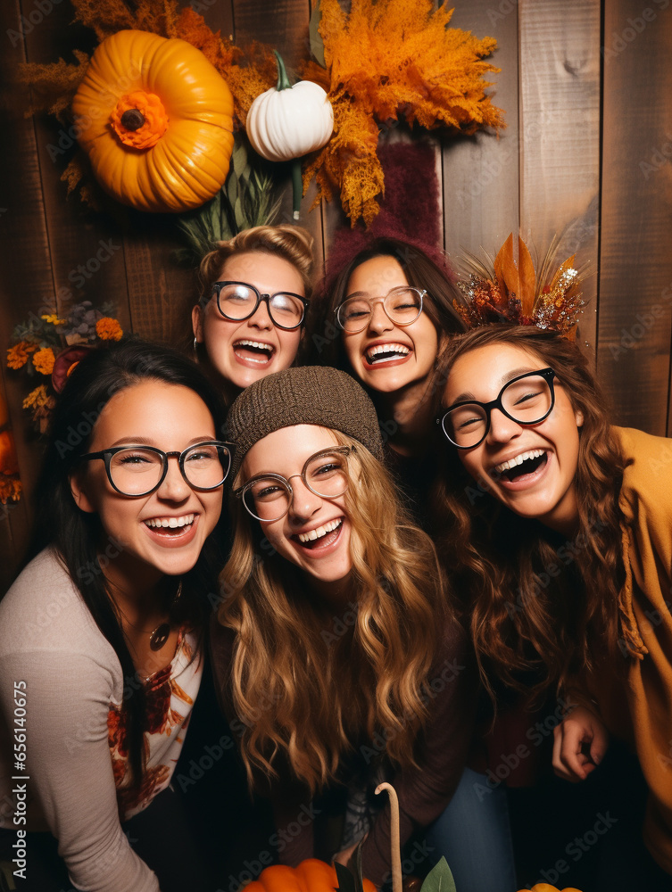 A Photo of a DIY Friendsgiving Photo Booth with Fun Props