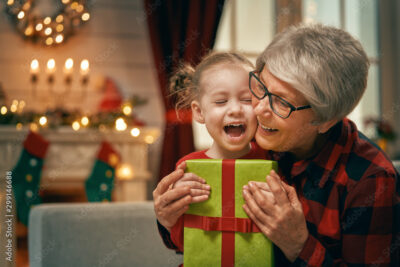 family celebrating Christmas